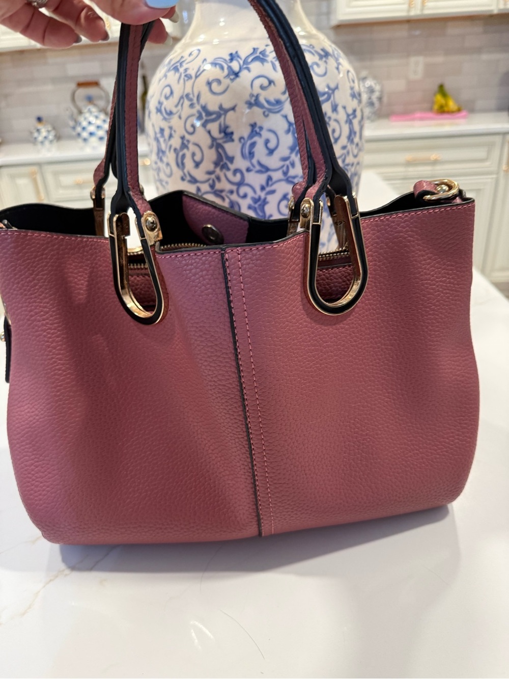 Miu Miu Rose Pink Pebbled Leather Satchel with Gold Hardware - Picture 1 of 9